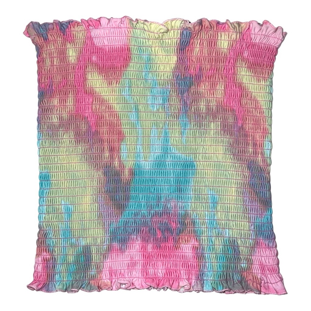Pastel tie-dye tube top.